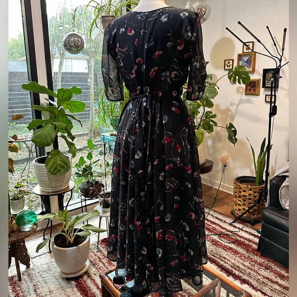 Free People Gray Floral Dress Sz 10 - Picture 3 of 9